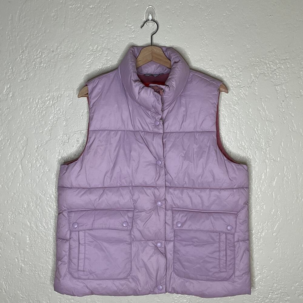 J.Crew Women's Pink Puffer PrimaLoft  Vest Pockets Zipper Button Closure‎ Medium